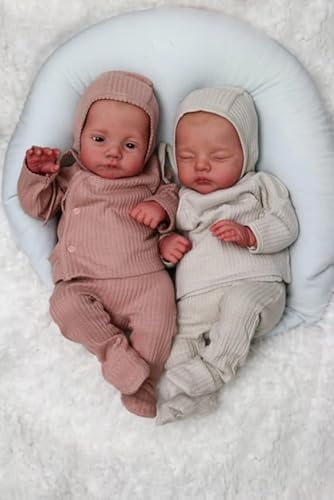 RXDOLL Reborn Zwillings-Babypuppen, realistisch, 45,7 cm, weicher Stoffkörper, schlafende Neugeborenen-Puppen, die echt lebensecht aussehen, mit Fütterungsspielzeug, Geschenke für Kinder ab 3 Jahren RXDOLL Reborn Zwillings-Babypuppen, realistisch, 45,7 cm, weicher Stoffkörper, schlafende Neugeborenen-Puppen, die echt lebensecht aussehen, mit Fütterungsspielzeug, Geschenke für Kinder ab 3 Jahren von RXDOLL