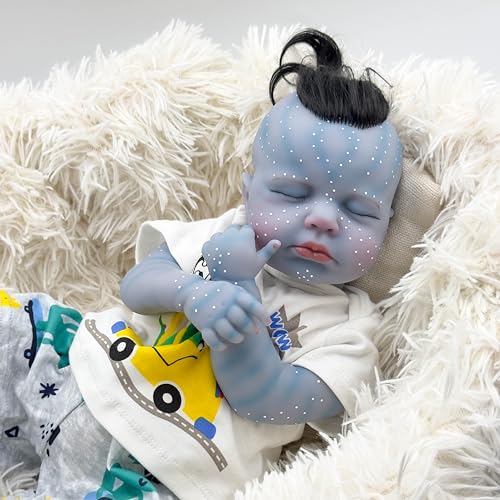 RXDOLL Schlafende Neugeborene Puppe Mädchen Avatar Loulou 20 Zoll Ganzkörper Silikon Vinyl Reborn Baby Puppen, die echt Aussehen Anatomisch korrekte Realistische Baby Puppe Badbar von RXDOLL