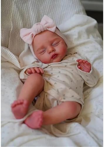 RXDOLL Schlafende Reborn-Babypuppe, Mädchen, Irys, realistische Neugeborenenen-Puppe, weiches Tuch, Körpergewichtete Babypuppen, die echt aussehen, Silikon-Baby-Puppe für Kinder ab 3 Jahren RXDOLL Schlafende Reborn-Babypuppe, Mädchen, Irys, realistische Neugeborenenen-Puppe, weiches Tuch, Körpergewichtete Babypuppen, die echt aussehen, Silikon-Baby-Puppe für Kinder ab 3 Jahren von RXDOLL