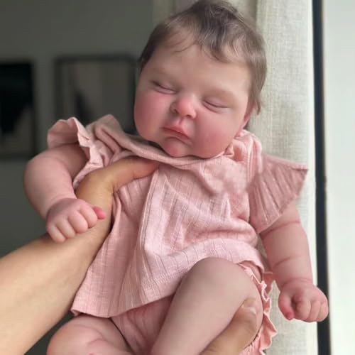 RXDOLL Schlafende Reborn-Babypuppe, Silikon, Ganzkörper-Puppe, 50 cm, realistische Neugeborenen-Puppe, die echt aussieht, Kleinkind, Reborn-Puppe, wasserdicht, Kindergeschenke von RXDOLL