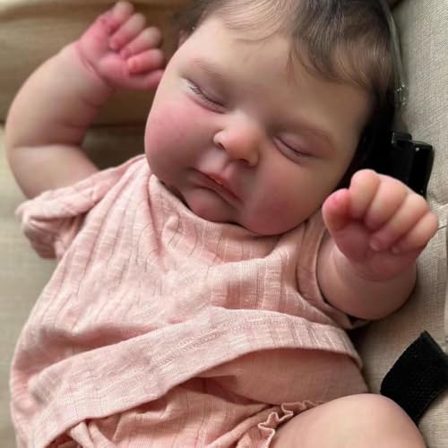 RXDOLL Schlafende Reborn-Babypuppen, 50 cm, realistische Babypuppen, die echt aussehen, Kleinkind, Reborn-Puppe, Silikon-Vinyl-Babypuppe mit weichem Stoffkörper von RXDOLL