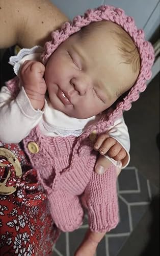 RXDOLL Schlafende Reborn Babypuppen Mädchen 20 Zoll Realistische Neugeborene Puppe Handgemachte Reborn Puppen Weicher Stoffkörper Sieht aus wie eine echte Babypuppe mit Zubehör für Mädchen Spielzeug von RXDOLL