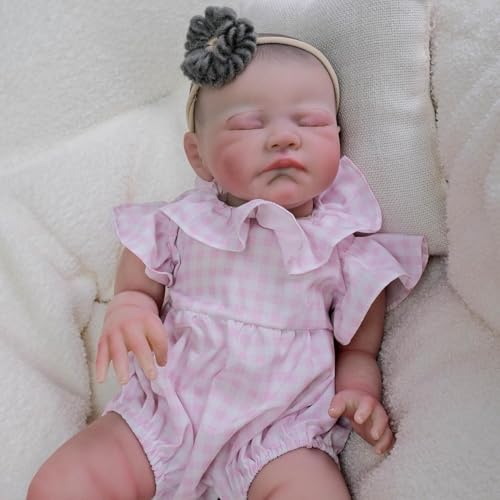 RXDOLL Schlafende Reborn Babypuppen Mädchen August 19 Zoll Realistische Neugeborene Puppen, die echt aussehen weicher Körper gewichtete Silikon-Babypuppe mit Fütterungsspielzeug für Mädchen ab 3 RXDOLL Schlafende Reborn Babypuppen Mädchen August 19 Zoll Realistische Neugeborene Puppen, die echt aussehen weicher Körper gewichtete Silikon-Babypuppe mit Fütterungsspielzeug für Mädchen ab 3 von RXDOLL