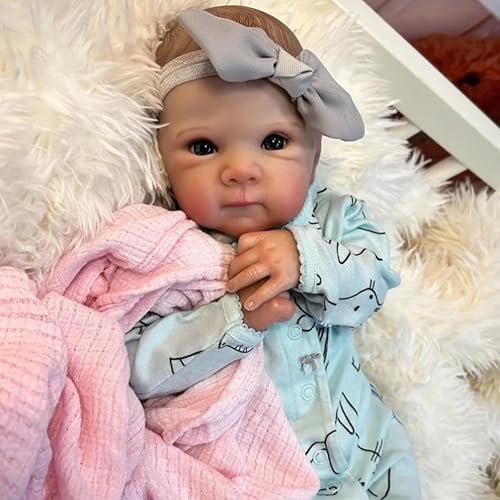 RXDOLL Silikon Puppen Ganzkörper Vinyl 20 Zoll Realistic Reborn Baby African American Lifelike Baby Puppe Schwarze Haut Mädchen Gewichtete Schlafende Neugeborene Spielzeug für Kinder von RXDOLL