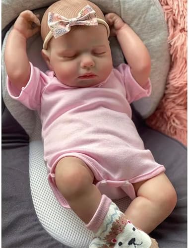 RXDOLL Sleeping Reborn Baby Dolls Girl 20 Inch Cute Soft Body Baby Doll Lifelike Newborn Dolls That Look Real Poseable Realistic Reborn Doll with Feeding Accessories von RXDOLL