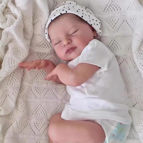 RXDOLL Sleeping Reborn Dolls Laura Girl 20 Inch Realistic Reborn Baby Dolls Boy Soft Cloth Body Weighted Baby Dolls That Look Real Newborn Babies with Painted Hair Toy von RXDOLL