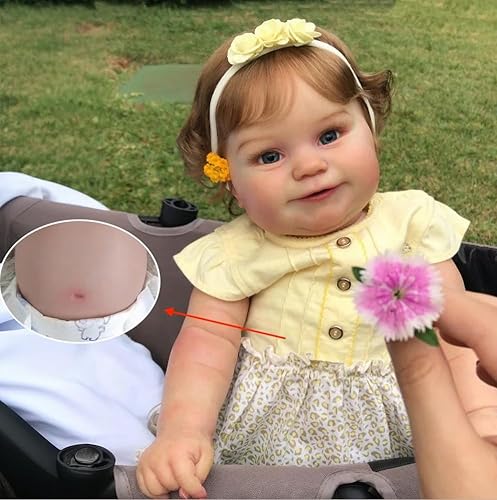 RXDOLL Sweet Smile Reborn Babypuppen Silikon Ganzkörper 20 Zoll Realistische Neugeborene Mädchen Puppe Wasserdicht Lebensechte Babypuppen, die echt Aussehen Babys Mädchen Geschenke für Alter 3+ von RXDOLL