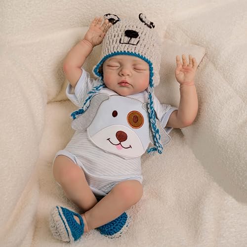 RXDOLL Twin Reborn Babypuppen Silikon Ganzkörper Mädchen 18 Zoll Realistische Babypuppen, die echt aussehen Silikon Babys Zwillinge Mädchen Puppe Schlafende Neugeborene Puppe für Alter 3+ von RXDOLL