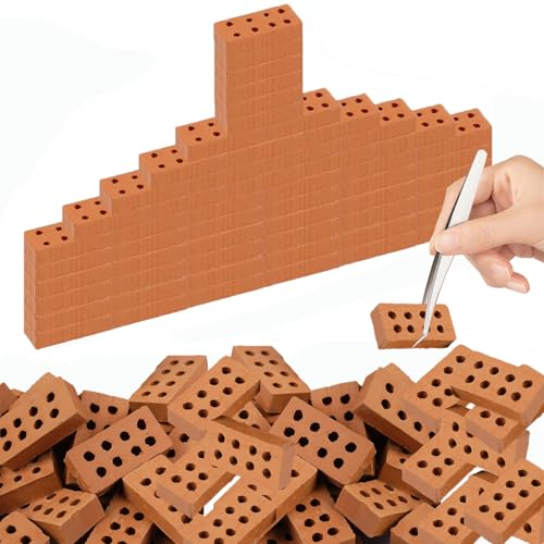 RXKFIGX 100 Stück Mini Simulation Ziegel Rot Miniatur Ziegel Mauersteine Miniatur Backsteine Winzige Ziegelsteine Modell Ziegelbau für DIY Bauen, Puppenhaus, Garten Ornament, Spielzeug Deko von RXKFIGX
