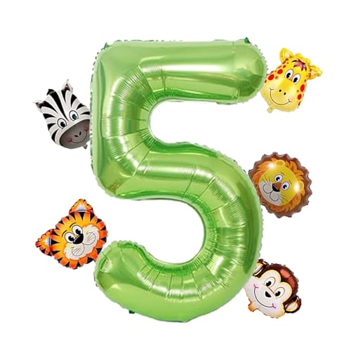 RXSPOYLY 6Pcs Luftballon Tiere, 5 Geburtstag, Ballon 5 Geburtstag, Luftballon 5 Jahre Tiere, Geeignet für Kindergeburtstagsfeier, Dschungelparty-Dekoration RXSPOYLY 6Pcs Luftballon Tiere, 5 Geburtstag, Ballon 5 Geburtstag, Luftballon 5 Jahre Tiere, Geeignet für Kindergeburtstagsfeier, Dschungelparty-Dekoration von RXSPOYLY