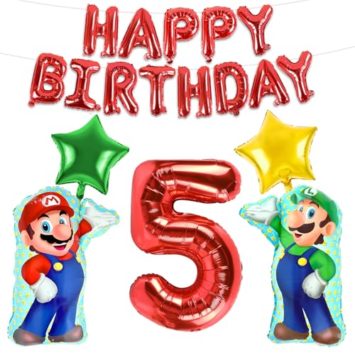 Cartoon Luftballon, 18pcs Kindergeburtstag Luftballons, Happy Birthday Ballon Banner, Stern Ballon, Folienballon Geburtstag 5, Geburtstagsfeiern für 5-Jährige Jungen und Mädchen Cartoon Luftballon, 18pcs Kindergeburtstag Luftballons, Happy Birthday Ballon Banner, Stern Ballon, Folienballon Geburtstag 5, Geburtstagsfeiern für 5-Jährige Jungen und Mädchen von RXSPOYLY