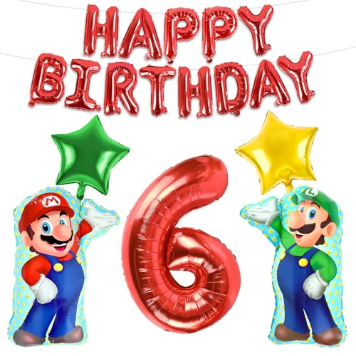 Cartoon Luftballon, 18pcs Kindergeburtstag Luftballons, Happy Birthday Ballon Banner, Stern Ballon, Folienballon Geburtstag 6, Geburtstagsfeiern für 6-Jährige Jungen und Mädchen Cartoon Luftballon, 18pcs Kindergeburtstag Luftballons, Happy Birthday Ballon Banner, Stern Ballon, Folienballon Geburtstag 6, Geburtstagsfeiern für 6-Jährige Jungen und Mädchen von RXSPOYLY