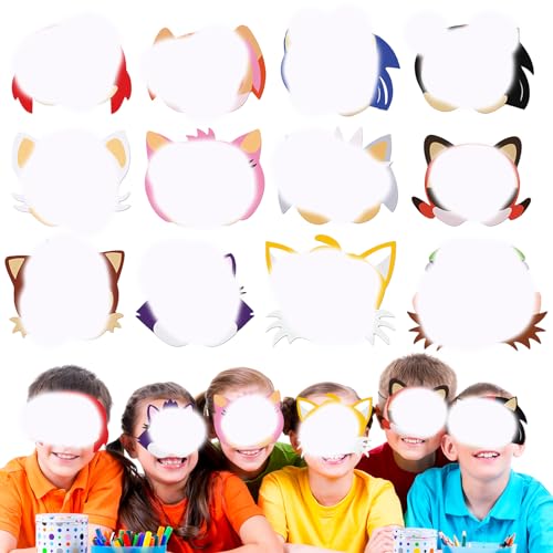RXSPOYLY 12 Stück Cartoon Papier Masken,Masken Charakter Kinder,Kinder Cosplay Masken,Lustige Kindermasken,für Hallowee,Partyzubehör,Maskerade,Karneval,Kindergeburtstag(D) von RXSPOYLY