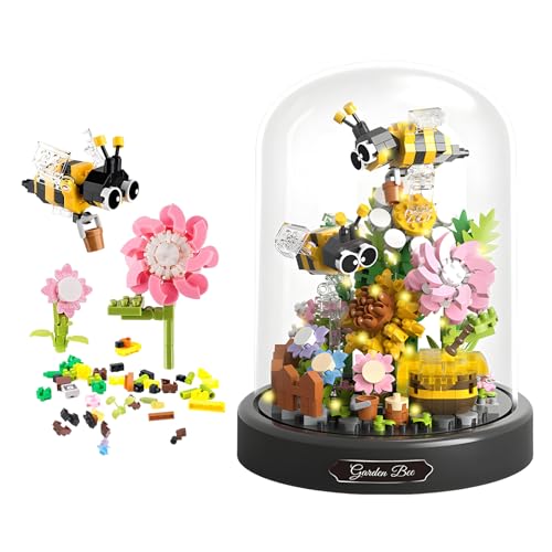 RYAN Klemmbausteine Set 588 Stück Pflanzen Bausteine mit Schutzhülle LED Licht Klemmbaustein für Kinder und Erwachsene DIY Blumen Insekten klemmbausteine Bausteine von RYAN