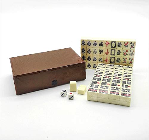 Mini Mahjong Set mit PU Leder Box Tragbar Traditionelles Chinesisches Mah Jong Set für Familie Reise Familie Freunde Partyspiel Sammeln Spiel von RYL