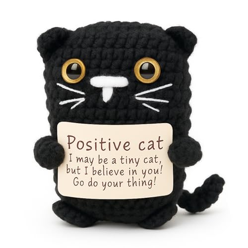 Positive Häkelkatze, Mini-Tier, emotionale Aufmunterung, Geschenke, lustig, gehäkelt, schwarz, handgefertigt, Katze für Frauen, Männer, Freunde, Mutter, Tochter, Sohn, Teenager, Geburtstag, Muttertag Positive Häkelkatze, Mini-Tier, emotionale Aufmunterung, Geschenke, lustig, gehäkelt, schwarz, handgefertigt, Katze für Frauen, Männer, Freunde, Mutter, Tochter, Sohn, Teenager, Geburtstag, Muttertag von RYOTKIK
