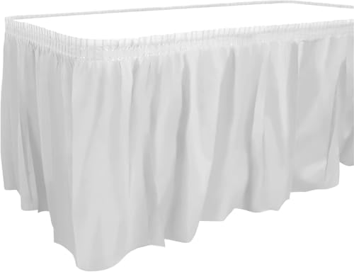Party Kunststoff Tisch Rock 14 Fuß X 29 Zoll Rechteck Tische Röcke Abdeckung for Geburtstag(White) von RYRYR