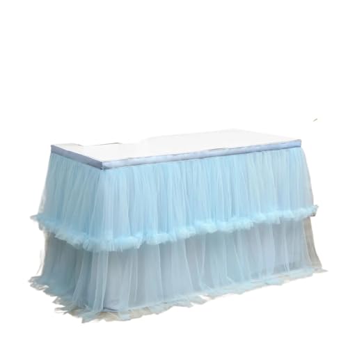 Party Tisch Röcke Party Hochzeit Tüll Esszimmer Dekoration Abdeckung for Empfang Bankett(Blue,77cmx185cm 6FT) von RYRYR