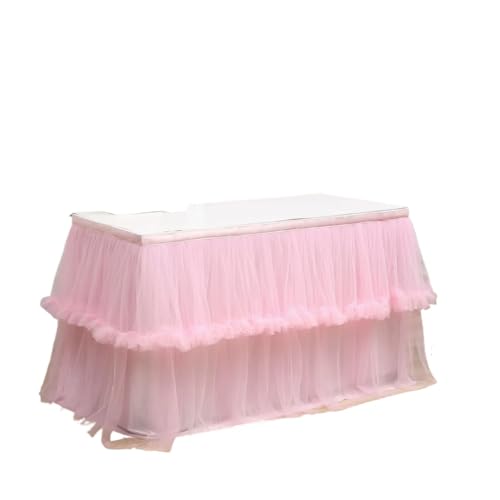 Party Tisch Röcke Party Hochzeit Tüll Esszimmer Dekoration Abdeckung for Empfang Bankett(Pink,77cmx275cm 9FT) von RYRYR