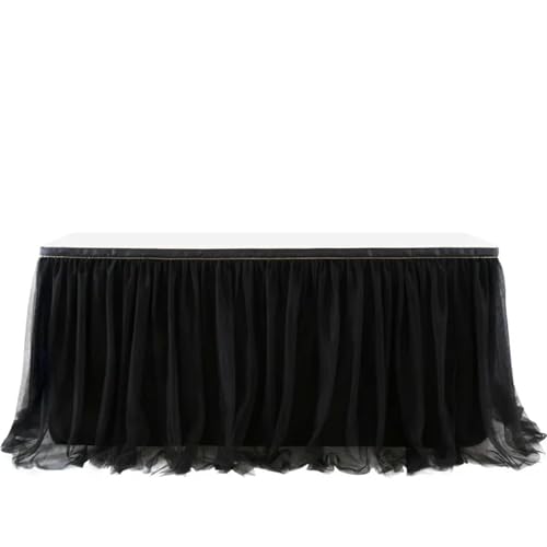 Party Tisch Röcke Tüll Hochzeit Tutu Geschirr Tuch Geschlecht Offenbaren Geburtstag Party Dekoration(Black,6FT 77x183cm) von RYRYR