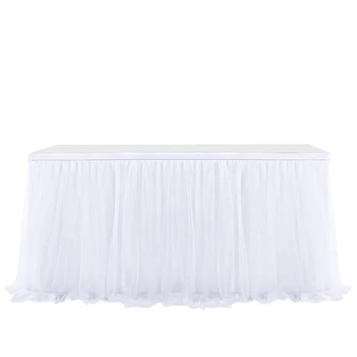 Party Tisch Röcke Tüll Hochzeit Tutu Geschirr Tuch Geschlecht Offenbaren Geburtstag Party Dekoration(White,9FT 77x275cm) von RYRYR