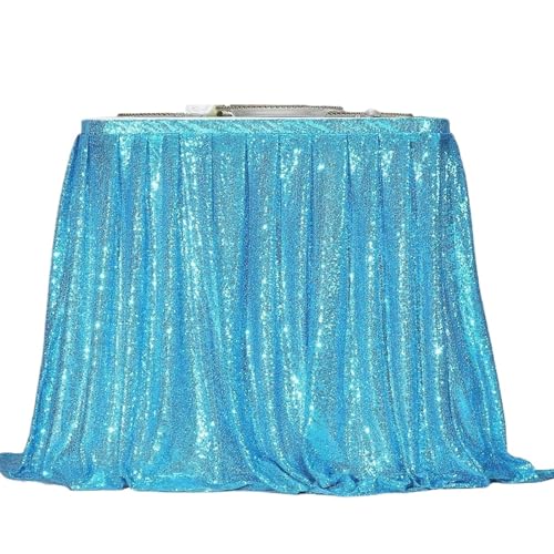 Party Tischröcke Tischdecke Glitter Sparkly Shimmer Rechteck Tischdecken for Geburtstagsparty-Event Hochzeitsdekor(Sky Blue,12ft 70x426cm) von RYRYR