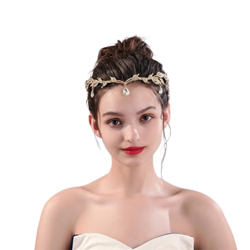 RYRYR Elfenprinzessin-Tiara, Kopfschmuck for Frauen, 1 Stück, Feen-Kopfschmuck, Stirnband, Brautkopfbedeckung, goldfarbener Stil, klassisches Damen-Braut-Cosplay-Accessoire von RYRYR