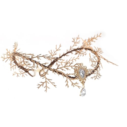 RYRYR Elfenprinzessin-Tiara, Kopfschmuck for Frauen, 1 Stück, Feen-Kopfschmuck, Stirnband, Waldkristall-Haar, handgefertigte Blumenkronen, Haar, Cosplay-Kostüm-Zubehör von RYRYR
