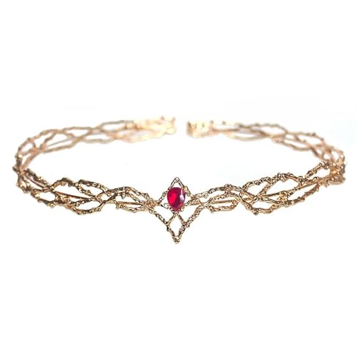 RYRYR Elfenprinzessin-Tiara, Kopfschmuck for Frauen, 1 Stück Feen-Kopfschmuck, Stirnband, Kristallelfen, Haarkrone, Waldhaarband, Elven Pixie, Cosplay-Zubehör, Durchmesser ca. 18 cm(Gold red diamond) RYRYR Elfenprinzessin-Tiara, Kopfschmuck for Frauen, 1 Stück Feen-Kopfschmuck, Stirnband, Kristallelfen, Haarkrone, Waldhaarband, Elven Pixie, Cosplay-Zubehör, Durchmesser ca. 18 cm(Gold red diamond) von RYRYR