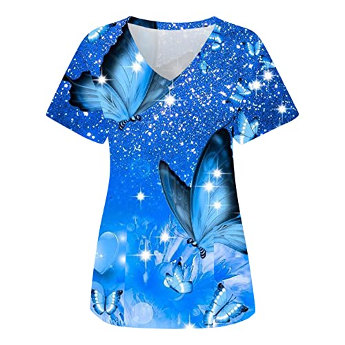 Kasack Damen Kazaks Set Scrubs Medizinische Uniform Herren Und Hose Kasaks Altenpflege Arbeitskittel B Well Kassak Ärztin Kostüm Schlupfkasack Kasacks Zahnarzt Mit Motiv Blau Arzt Op Kleidung von RYTEJFES