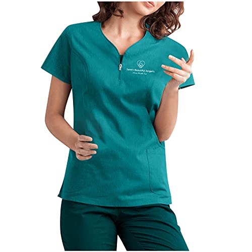 RYTEJFES Kasack Damen Arzt Kostüm Medizinische Uniform Krankenschwester Kittel Kassak Kleidung Kazaks Altenpflege Kasaks Berufsbekleidung Kasacks Set Mit Motiv Ärztin Op von RYTEJFES