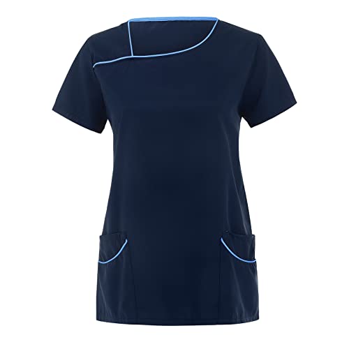 RYTEJFES Kasack Damen Kostüm Arzt Krankenschwester Medizinische Uniform Herren Blau Kasacks Schlupfkasack Zahnarzt Berufsbekleidung Und Hose Set Kazaks Op Hemd Kleidung von RYTEJFES