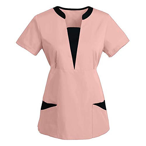 RYTEJFES Kasack Damen Medizinische Berufsbekleidung Schlupfkasack Krankenschwester Kleidung Smart Uniform Kostüm Ärztin Kazaks Set Scrubs Arztkittel Blau Arzt Altenpflege Baumwolle Und Hose Kasak von RYTEJFES