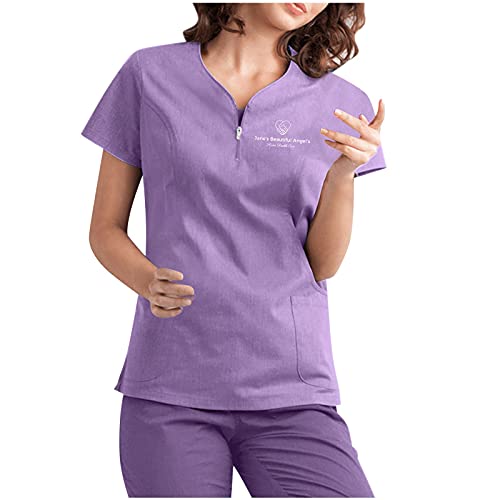 RYTEJFES Kasack Damen Schlupfkasack Op Kleidung Scrubs Sommer Arbeitskittel Kittel Berufsbekleidung Krankenschwester Ärztin Kostüm Kasacks Arzt Medizinische Uniform Baumwolle Und Hose Set Kazaks Hemd von RYTEJFES