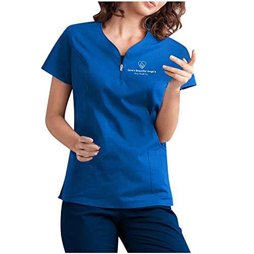 RYTEJFES Kasack Damen Set Op Berufskleidung Kostüm Ärztin Schlupfkasack Frauen Krankenschwester Kittel Mit Motiv Sommer Arzt Arbeitskittel Smart Uniform Schwesternkittel Kasaks Altenpflege Kleidung von RYTEJFES