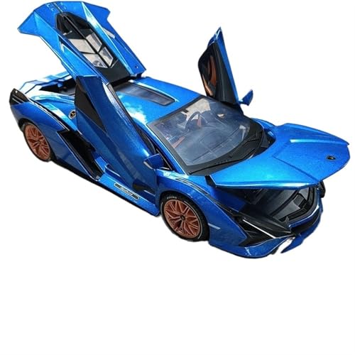 Für 1/18 Lightning Sports Car Simulation Open Door Sound And Light Toy Car Metal Car Model Collection Ornaments(Blue) von RYUEXING