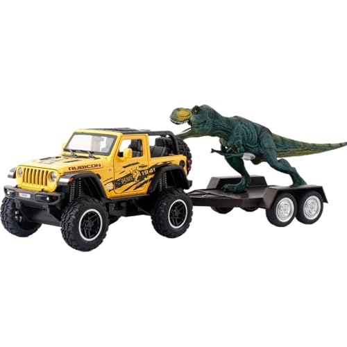 RYUEXING for 1/20 Dinosaurier Transport Cabrio Buggy Simulation Legierung Druckguss Auto Modell Kinderspielzeug Sammlung Ornamente(Yellow) von RYUEXING
