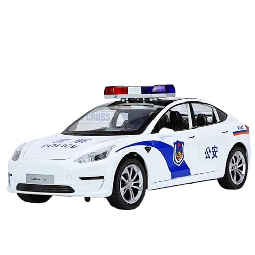 RYUEXING for 1/24 Model 3 Polizeiauto Simulation Legierung Druckguss Automodell Kinderspielzeug Sammlung Ornamente(Black) von RYUEXING