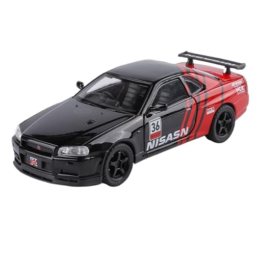 RYUEXING for 1/32 GTR R34 Niedrig Liegender Sportwagen Simulation Legierung Druckguss Automodell Kinderspielzeug Sammlung Ornamente(Black) von RYUEXING