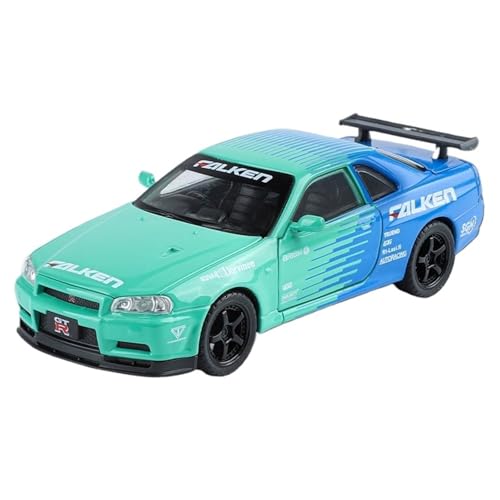 RYUEXING for 1/32 GTR R34 Niedrig Liegender Sportwagen Simulation Legierung Druckguss Automodell Kinderspielzeug Sammlung Ornamente(Green) von RYUEXING