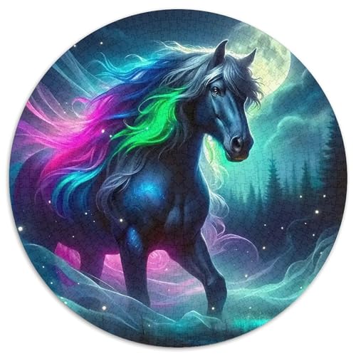 A Wild Horse 1000 Rundes Animal Puzzle Kreative Stressfreisetzung Spielzeug Für Erwachsene 1000pcs (67.5x67.5cm) von RYVABXYAK