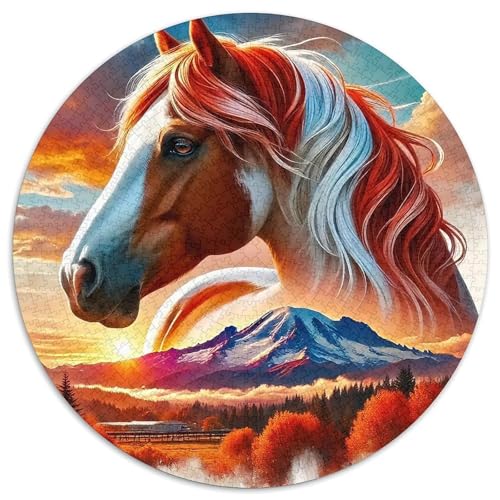 A Wild Horse 1000 Rundes Animal Puzzle Kreative Stressfreisetzung Spielzeug Für Erwachsene 1000pcs (67.5x67.5cm) von RYVABXYAK