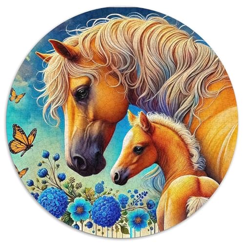 A Wild Horse 1000 Rundes Animal Puzzle Kreative Stressfreisetzung Spielzeug Für Erwachsene Und Kinder 1000pcs (67.5x67.5cm) von RYVABXYAK