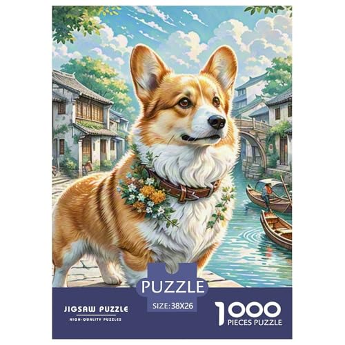 Corgi 1000-teiliges Dog Puzzle Für Erwachsene Erwachsenenpuzzle Mit Wimmelbild DIY Herausfordernde 38x26cm/1000pcs von RYVABXYAK