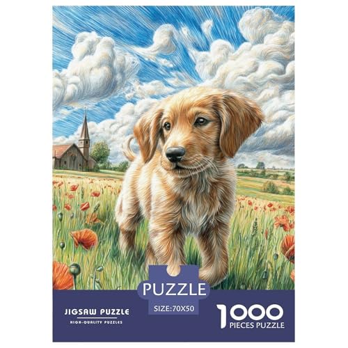 Cute Dog 1000-teiliges Pet Puzzle Für Erwachsene Erwachsenenpuzzle Mit Wimmelbild Anspruchsvolles Puzzle 70x50cm/1000pcs von RYVABXYAK