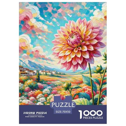Dahlia 1000-teiliges Flower Puzzle Für Erwachsene Geschicklichkeitsspiel Puzzlespiel Themen-Puzzle Mit 70x50cm/1000pcs von RYVABXYAK