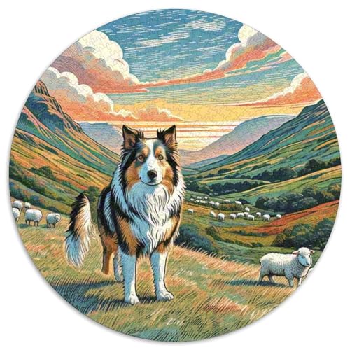 Dog 1000 Rundes Circular Puzzles Kreative Stressfreisetzung Spielzeug Für Erwachsene 1000pcs (67.5x67.5cm) von RYVABXYAK