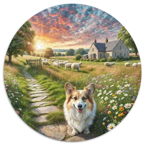 Dog 1000 Rundes Pet Circular Puzzles Kreative Pädagogisches Stressabbau-Spielzeug Für Erwachsene 1000pcs (67.5x67.5cm) von RYVABXYAK