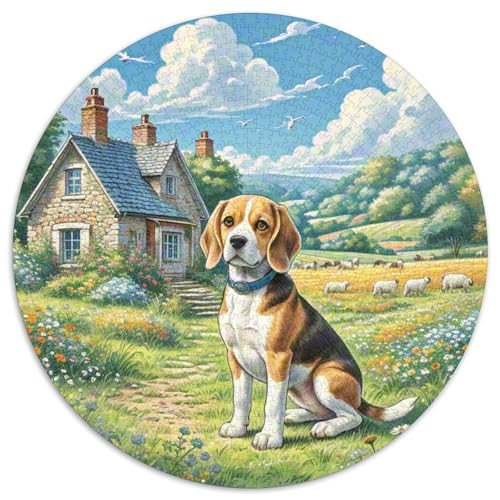 Dog 1000 Rundes Pet Circular Puzzles Kreative Pädagogisches Stressabbau-Spielzeug Für Erwachsene Und Kinder 1000pcs (67.5x67.5cm) von RYVABXYAK