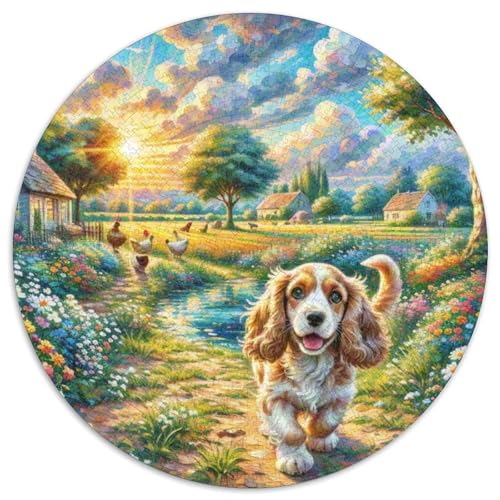 Dog 1000 Rundes Pet Circular Puzzles Kreative Stressfreisetzung Spielzeug Für Erwachsene Und Kinder 1000pcs (67.5x67.5cm) von RYVABXYAK